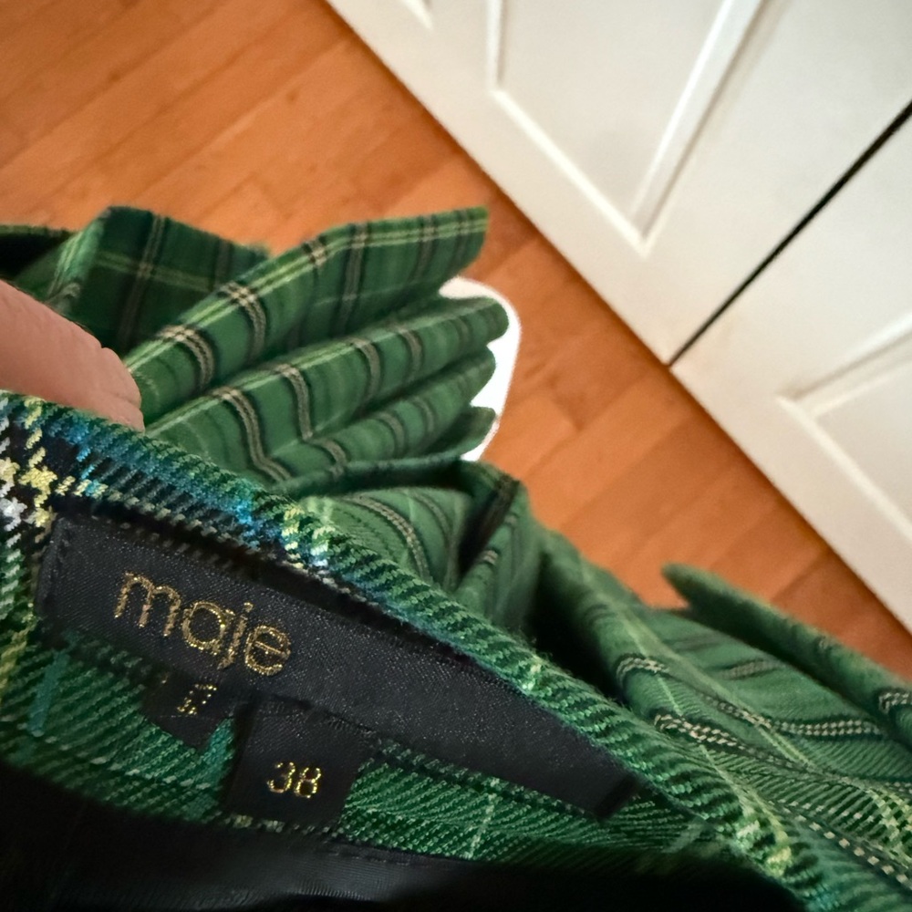 Maje Tartan Green Skirt